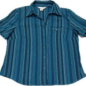 Allison Daley Vintage Turquoise Short Sleeve Button Down Shirt Pettitte 10P